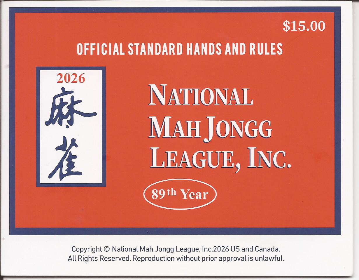 Cover of the official National Mah Jongg League 2026 Official Standard Hands and Rules card.